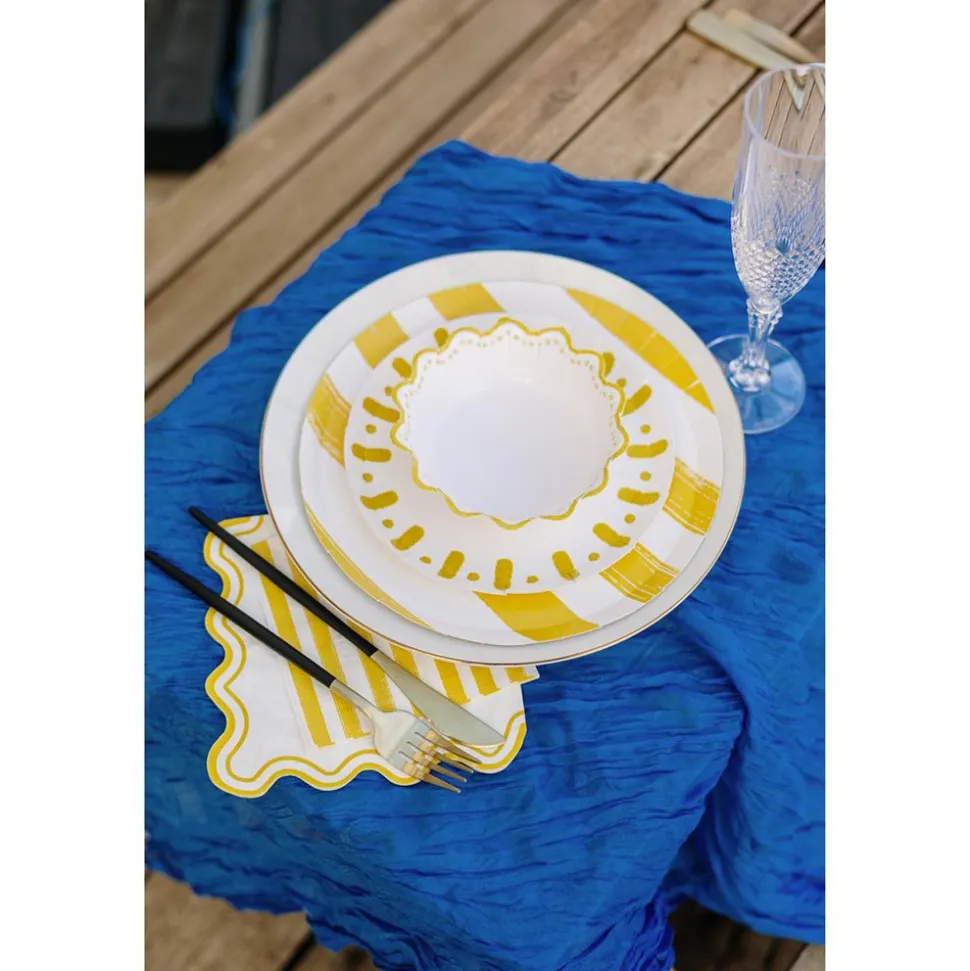 10 SERVIETTES PAPIER RAYÉ DOLCE VITA 33CM JAUNE