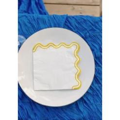 10 SERVIETTES PAPIER RAYÉ DOLCE VITA 33CM JAUNE