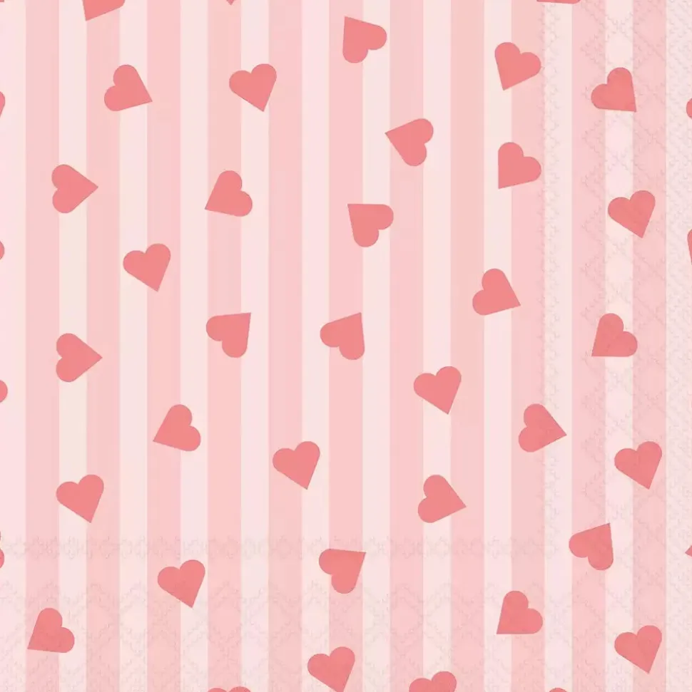 20 SERVIETTES PAPIER RAYURES CURS 33CM ROSE