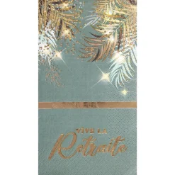 12 SERVIETTES PAPIER RETRAITE DORÉ 33X40CM CÉLADON