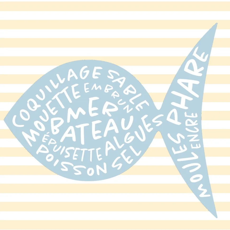 20 SERVIETTES PAPIER RÊVES MARINS POISSON 33CM