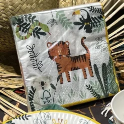 16 SERVIETTES PAPIER SAFARI NATURE SAUVAGE 33CM