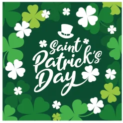 12 SERVIETTES PAPIER SHAMROCK ST PATRICK 33CM VERT