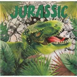 20 SERVIETTES PAPIER T-REX JURASSIC 33CM VERT