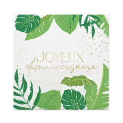 10 SERVIETTES PAPIER TROPICAL PARTY 33CM VERT