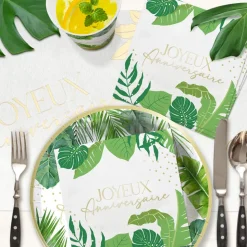 10 SERVIETTES PAPIER TROPICAL PARTY 33CM VERT