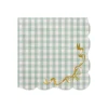 12 SERVIETTES PAPIER VICHY NUD OR 33CM VERT