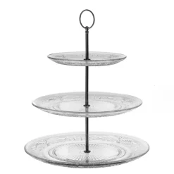 SERVITEUR PRÉSENTOIR GÂTEAUX 3 ÉTAGES INOX 32CM