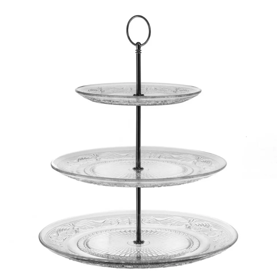 SERVITEUR PRÉSENTOIR GÂTEAUX 3 ÉTAGES INOX 32CM