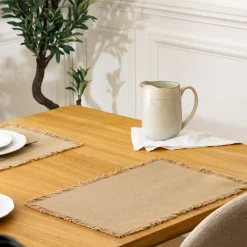 SET DE TABLE COTON EFFILOCHÉ 45X30CM BEIGE