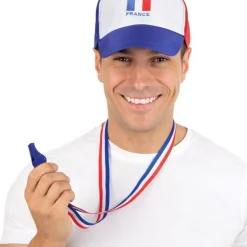 SIFFLET PLASTIQUE BLEU RUBAN TRICOLORE FRANCE