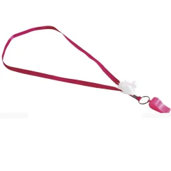 SIFFLET RUBAN PLUME BLANC PVC ROSE