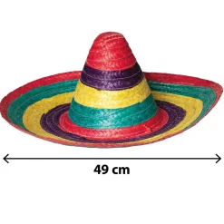 SOMBRERO CHAPEAU PAILLE MEXIQUE 49CM MULTICOLORE