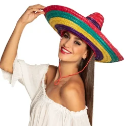 SOMBRERO CHAPEAU PAILLE MEXIQUE 49CM MULTICOLORE