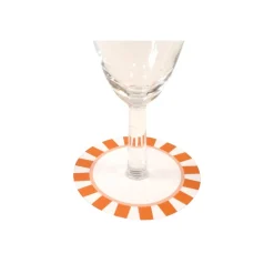 6 SOUS-VERRES CARTON RAYURES 7.5CM ORANGE