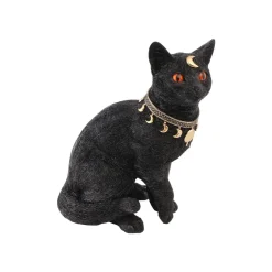 STATUE CHAT NOIR ÉSOTÉRIQUE DÉCO RÉSINE 23X28CM