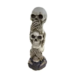 STATUETTE TÊTES DE MORT EMPILÉ RÉSINE 19.4X7X7CM