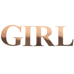 STICKER LETTRES GIRL AUTOCOLLANT 15CM OR ROSE