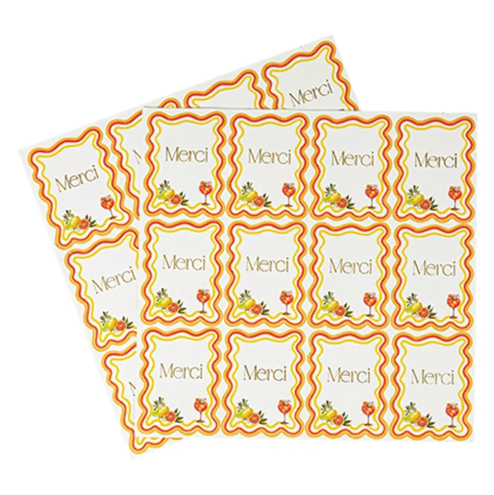 24 STICKERS CADEAUX MERCI AGRUME 5X6.5CM