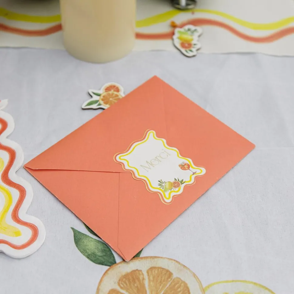 24 STICKERS CADEAUX MERCI AGRUME 5X6.5CM