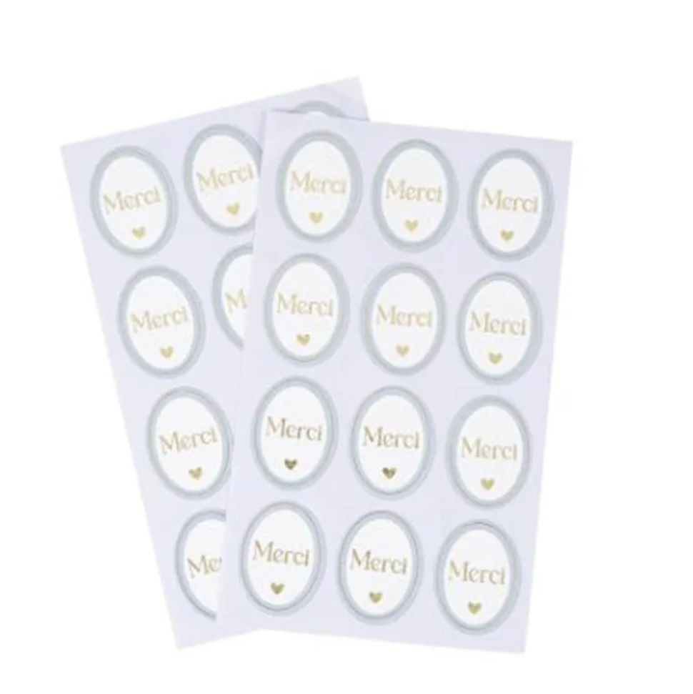 24 STICKERS CADEAUX MERCI BAPTÊME 3.8X5CM BLEU