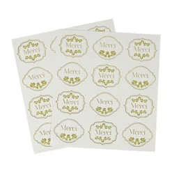 24 STICKERS CADEAUX MERCI BOTANIC 4X5CM PISTACHE