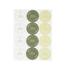 24 STICKERS CADEAUX ROND MERCI OLIVER 5CM VERT