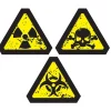 3 STICKERS DANGER BIOLOGIQUE 25CM JAUNE