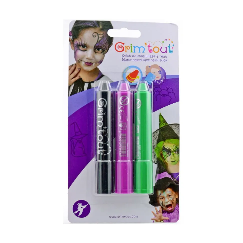 3 STICKS DE MAQUILLAGE GRIM'TOUT SORCIÈRE
