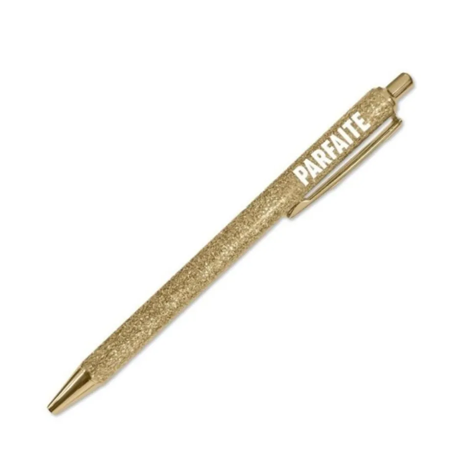 STYLO BILLE PAILLETTES PARFAITE 14CM OR
