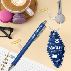 STYLO PORTE-CLEFS MOTEL PAILLETTES MAÎTRE BLEU