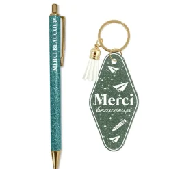 STYLO PORTE-CLEFS MOTEL PAILLETTES MERCI VERT