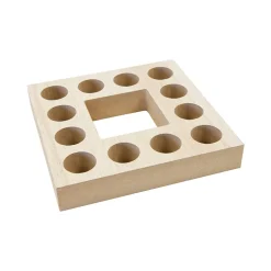 SUPPORT BOIS MDF CARRÉ 12 TUBES À ESSAI 15.4X2.5CM