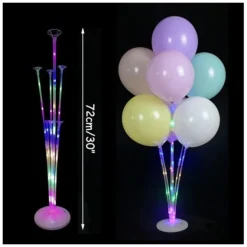 SUPPORT PLASTIQUE 7 BALLONS LED MULTICOLORE 72CM