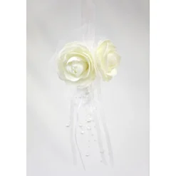 SUSPENSION BOULE ROSE PERLES 44X11CM BLANC