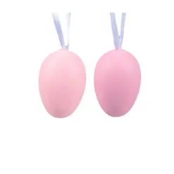 12 SUSPENSIONS OEUF PLASTIQUE 2.5X3.5CM ROSE