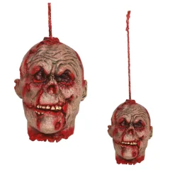 SUSPENSION TÊTE ZOMBIE DÉCORATIVE LATEX 28CM ROUGE