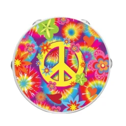 TAMBOURIN PVC HIPPIE PEACE LOVE 17CM MULTICOLORE