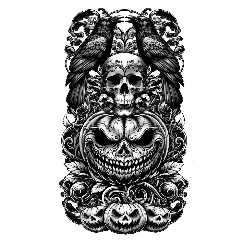 TATOUAGES ÉPHÉMÈRES CITROUILLE MEURTRIÈRE