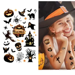 TATOUAGES ÉPHÉMÈRES HALLOWEEN SOMBRE ENFANT