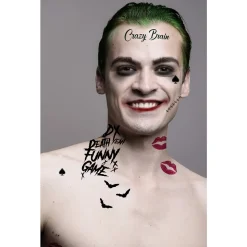 TATOUAGES ÉPHÉMÈRES MAIN VISAGE JOKER 30X14CM