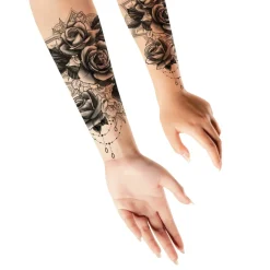 TATOUAGES ÉPHÉMÈRES MANDALA ROSES 14X30CM