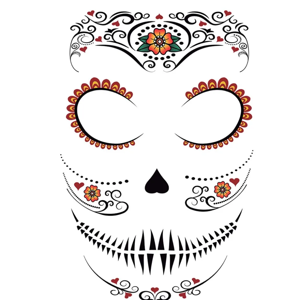 TATOUAGES ÉPHÉMÈRES VISAGE CATRINA 30X14CM