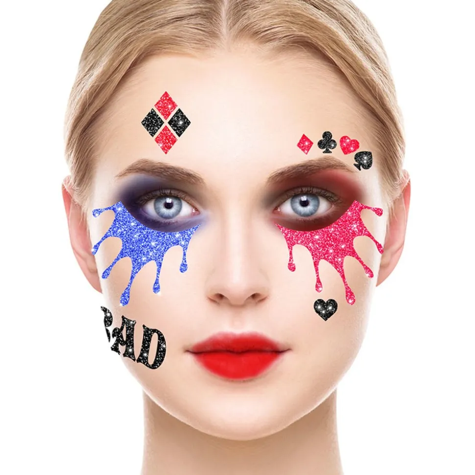 TATOUAGES ÉPHÉMÈRES VISAGE PAILLETÉ QUINZEL 20CM
