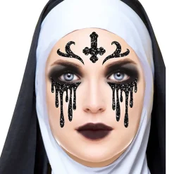 TATOUAGES ÉPHÉMÈRES VISAGE PAILLETÉ NONNE 20CM