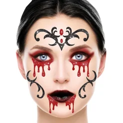 TATOUAGES ÉPHÉMÈRES VISAGE PAILLETÉ VAMPIRE 20CM