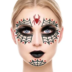TATOUAGES ÉPHÉMÈRES VISAGE PAILLETÉ ARAIGNÉE 20CM