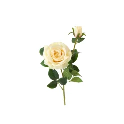 TIGE FLEUR ROSE BOUTON ARTIFICIEL 66CM CRÈME