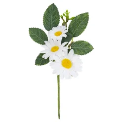 TIGE MARGUERITE FEUILLE ARTIFICIELLE 15CM BLANC