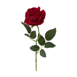 TIGE ROSE ARTIFICIELLE VELOURS 51CM ROUGE PASSION